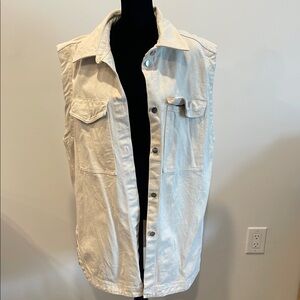 Stylish Cream Sleeveless Denim Vest